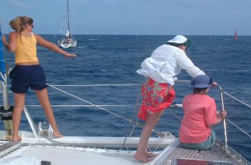 Amanda communicationg with dolphins in the pass to Bora Bora lagoon.