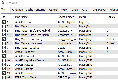 Some of the 370 maps available via SAS Planet