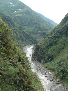 View from our bike path, following the river east towards the jungle