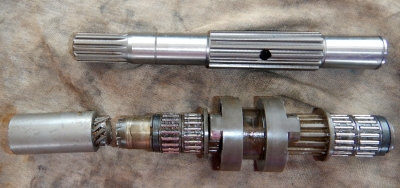 Broken driveshaft, with dog-clutch & needle bearings