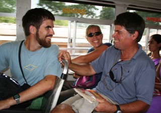 Chris, Jon & Amanda laugh hysterically on the bus ride down Ella Gap