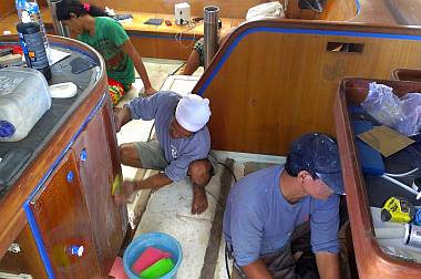 We had LOTS of workers sanding the salon for much of the day