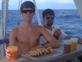 Lunch at sea, with Chris's fresh herb bread