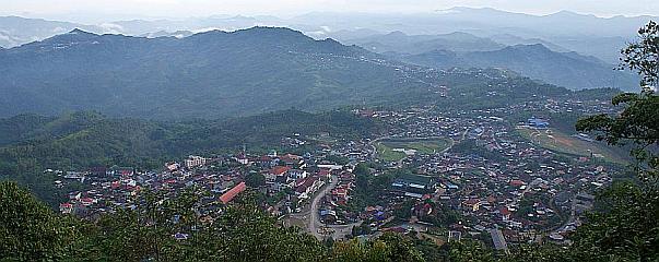 Phongsaly from "Sky Mountain". Our guesthouse is big, white, left of center.