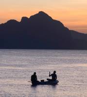 Corong Corong Bay fishermen at dusk