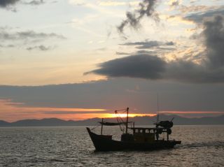 A glorious dawn on the Strait of Malacca