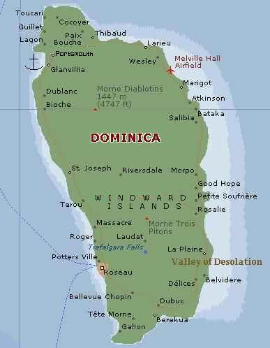 Dominica map showing our Portsmouth anchorage