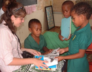 Emmy had lots of fun with the Dravuni school-children