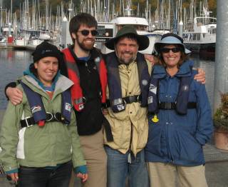 Family together, about to sail the Sound. Brrr.