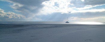 Our Moon Point anchorage off vast sand-flats