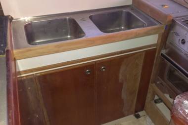 Assembled sink cabinet - still needs varnish and teak trim