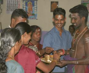 A Hindu baby blessing ceremony