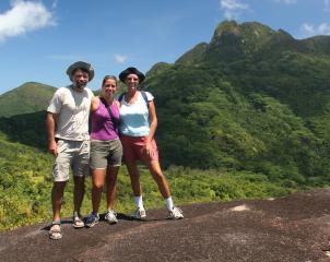 Ocelot crew atop Copolia Rock, Mahe