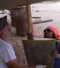 Jon & Chai guiding starboard rudder