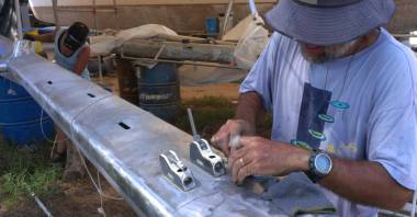 Amanda & Jon working on the fiddly bits of the mast