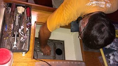 Jon groveled with the fuel tanks, under each aft cabin bed