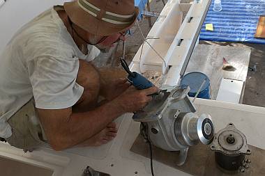 Taking off some sharp edges where the anchor-winch wires run