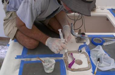 Injecting epoxy & micro-balloons to fill where the balsa was