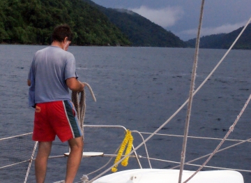 Jon preps the mooring lines at Ko Surin