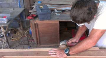 Jon shaping a curve into a template board for our nonskid