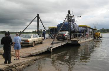 Kazangula Ferry from Zambia to Botswana. Real Africa