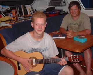 Kenny (with Amanda's guitar) and his dad Casey