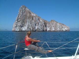 Galapagos Landfall - approaching Kicker Rock