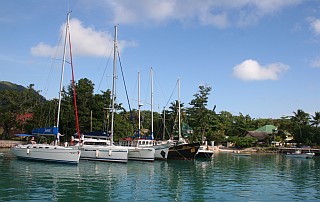 The small manmade harbor at La Digue