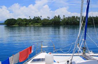 Our Mioko Island anchorage on laundry day