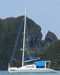 Ocelot at anchor, Wayag, Raga Ampat, Indonesia.