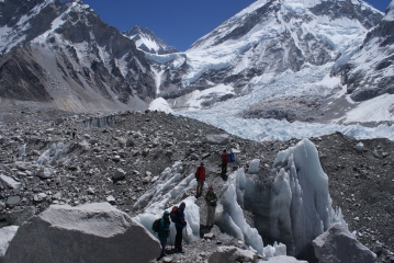 On the Khumbu Glacier, heading for Base Camp