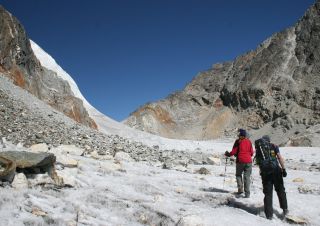 Sue and Chris on the Cho La Glacier