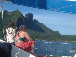 A quiet sail inside the Bora Bora lagoon.