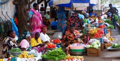 Roadside greens market in Mayotte