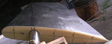 The new rudder foil shape, mounted on top of a rudder blade