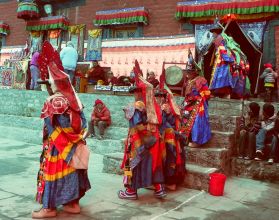 Monks decending to the dance floor