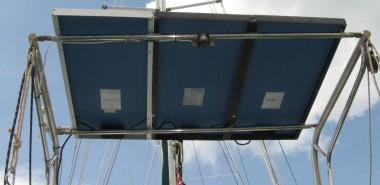 Basic mount above davits on a monohull