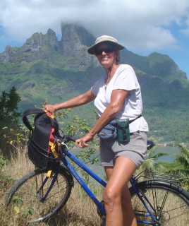 Taking a break on a bicycle trip around Bora Bora