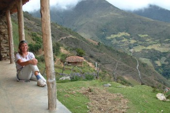 Resting during a hike high in the Andes, October 2002