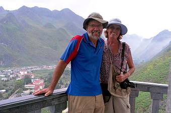 At a viewpoint high in the mountains of Meo Vac