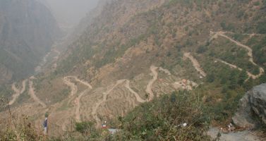 Our road to the trail-head for our Langtang trek