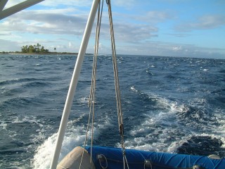 Entering the pass at Tahanea on a rising tide.