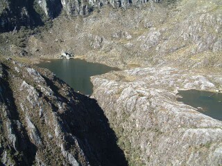 Lakes and cliffs in the high Andes