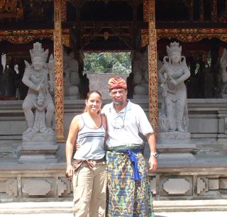 Amanda and Jon in a Balinese temple.