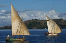 Two dhows off Sakatia, Madagascar.