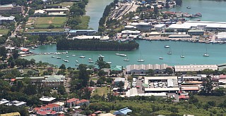 Victoria yacht harbor from south. Town to left 