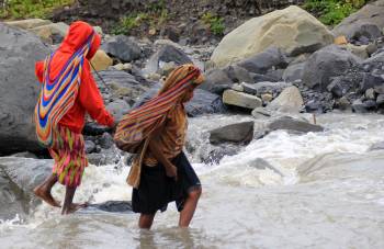 Dani women ford stream in southern Baliem valley