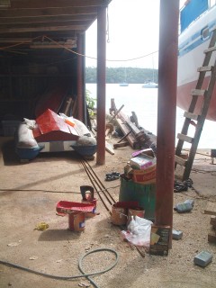 The workshed, where we left our tools each night, and which gave shelter from the rain