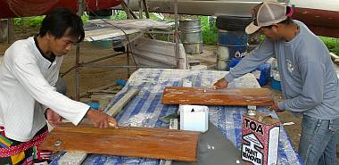 Yando & Heru continuing work on the rounded cabinet doors